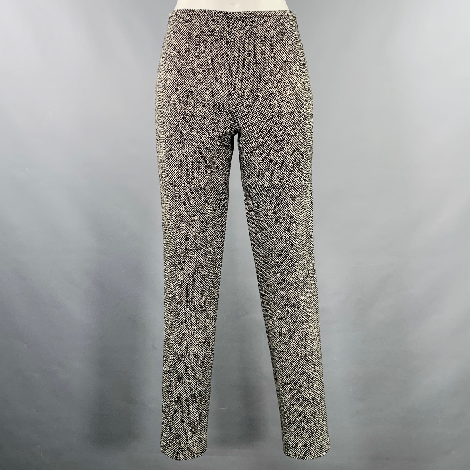 Michael Kors Collection Size 0 Black White Wool Tweed Side Zipper Dress Pants
